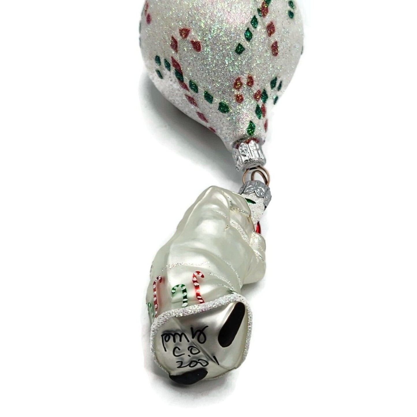 Ornament Patricia Breen Into the Blue Santa Claus Candy Canes Christmas CATZ