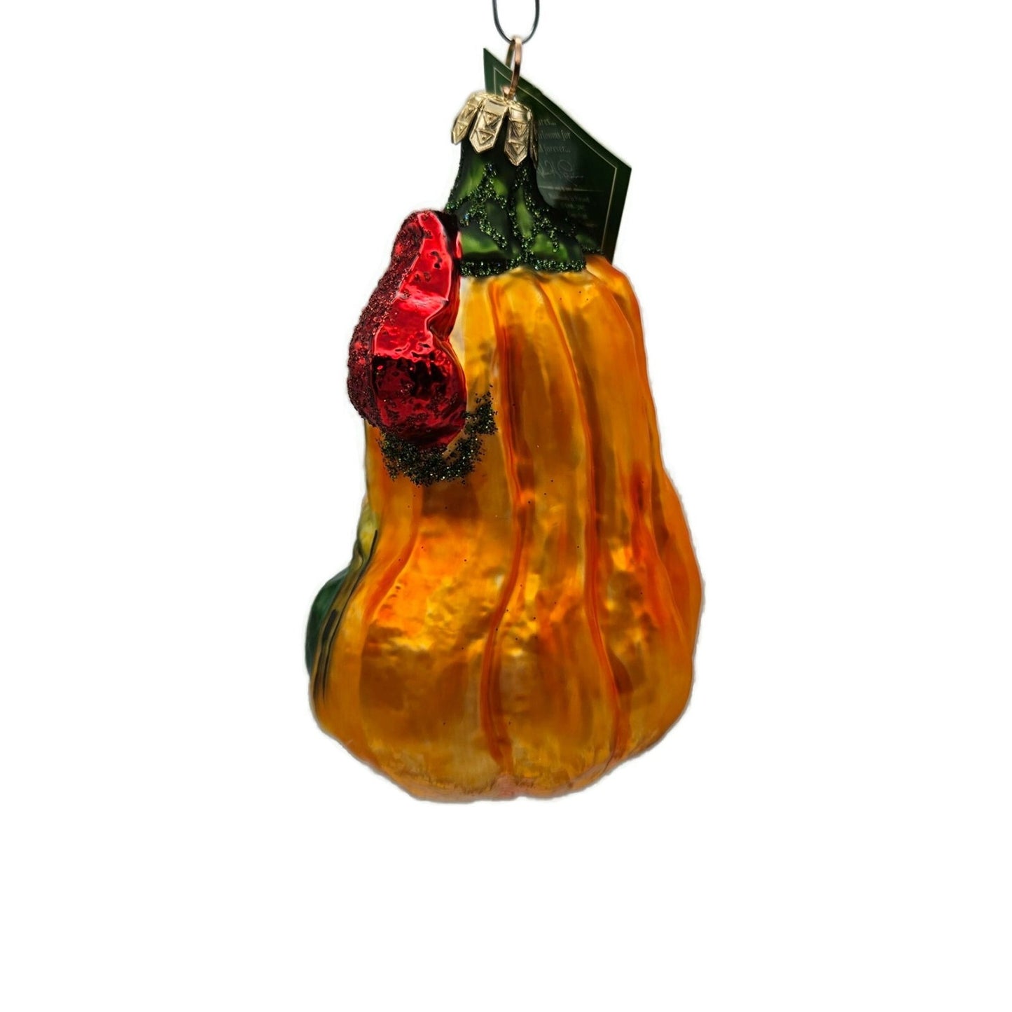 Slavic Treasures Demon Gourd Blown Glass Orange Halloween Tree Ornament 02-1076