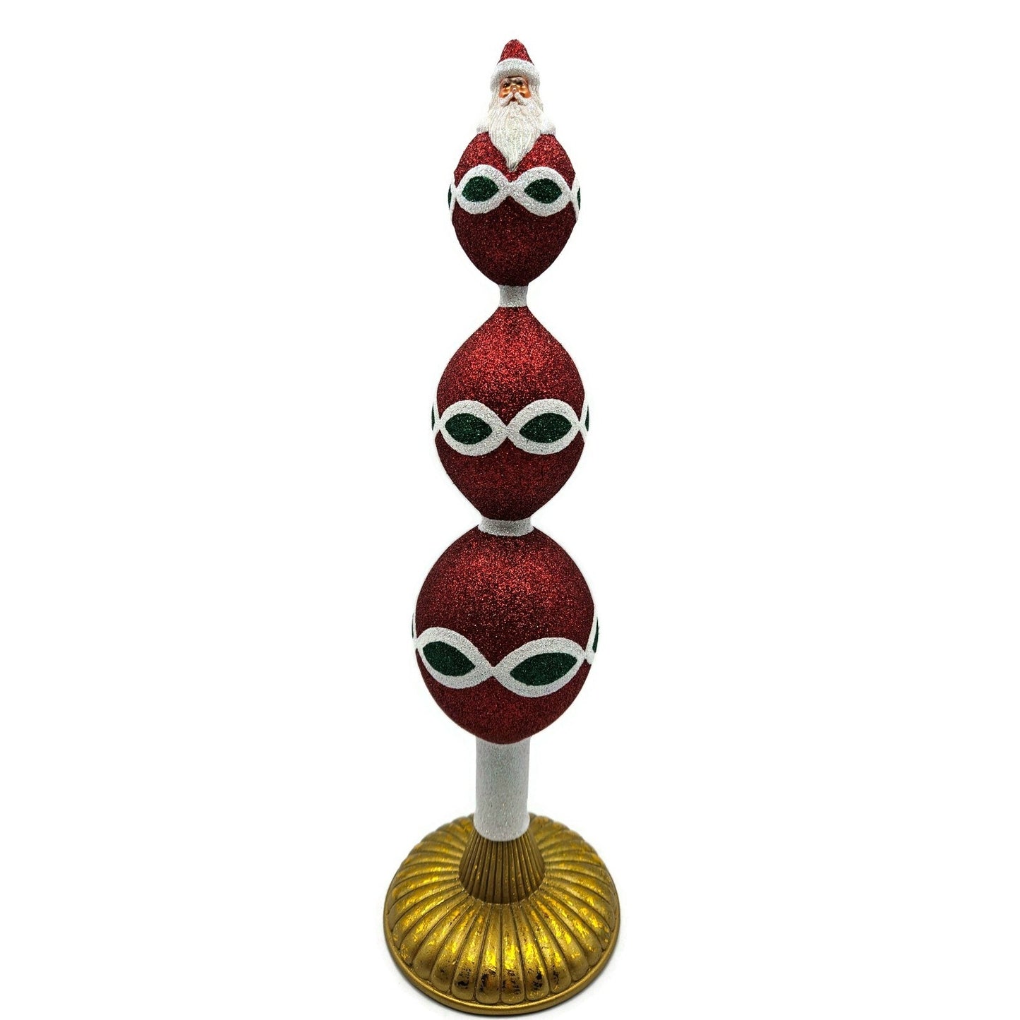 Patricia Breen Faberge Finial Red Santa Claus Glitter Christmas Holiday Topper