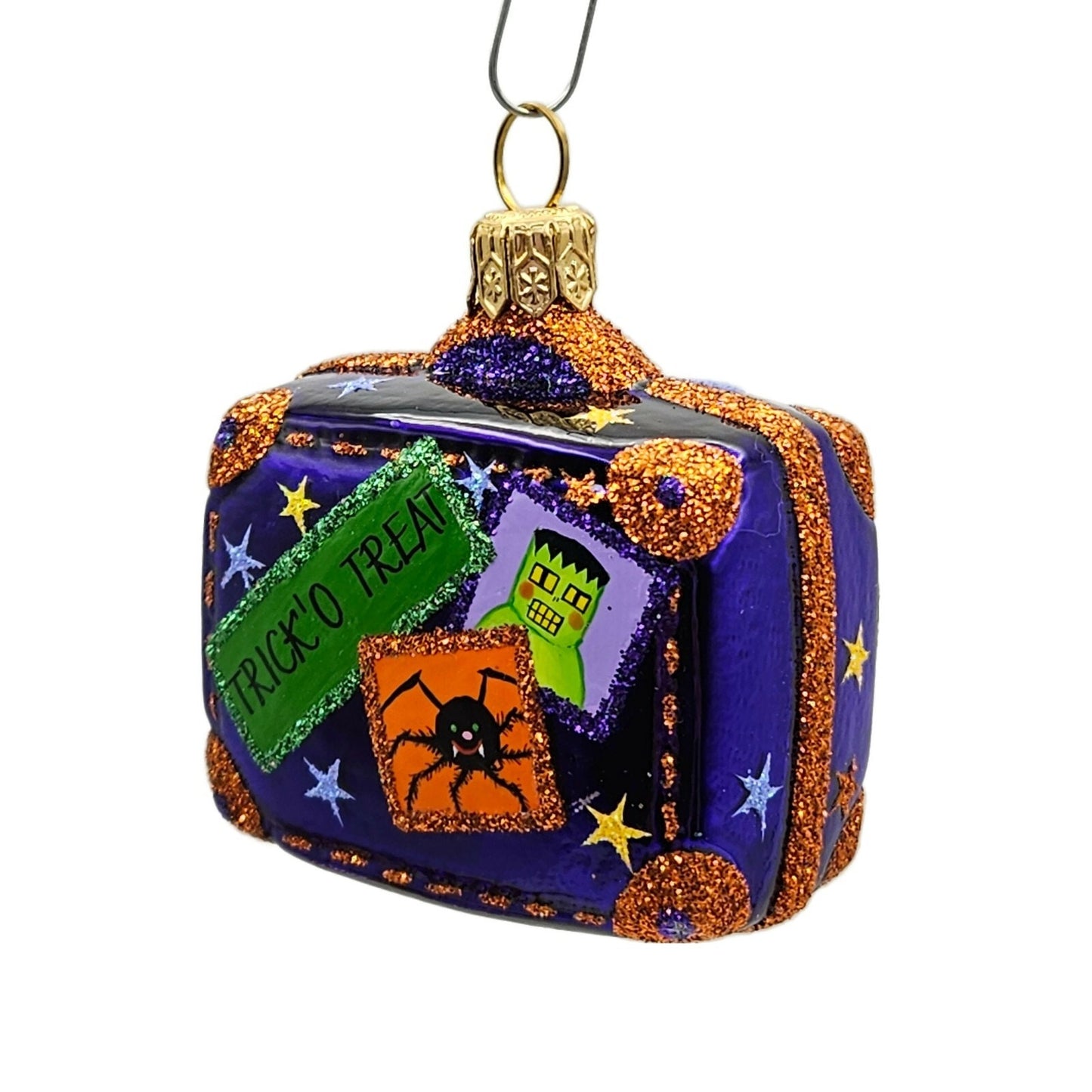 Patricia Breen Miniature Valise Halloween Purple Bats Christmas Tree Ornament