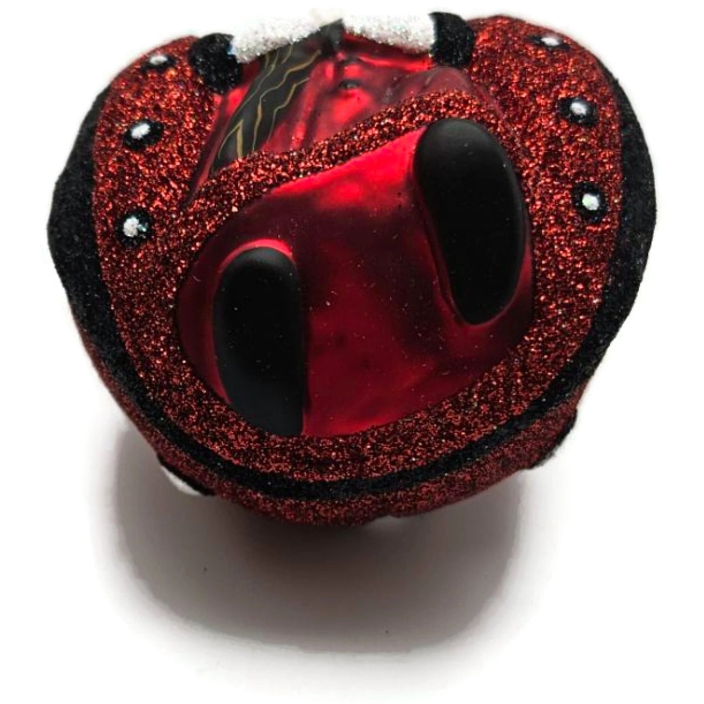 Patricia Breen Ladybug Santa Red Black Glittered Spring Christmas Tree Ornament