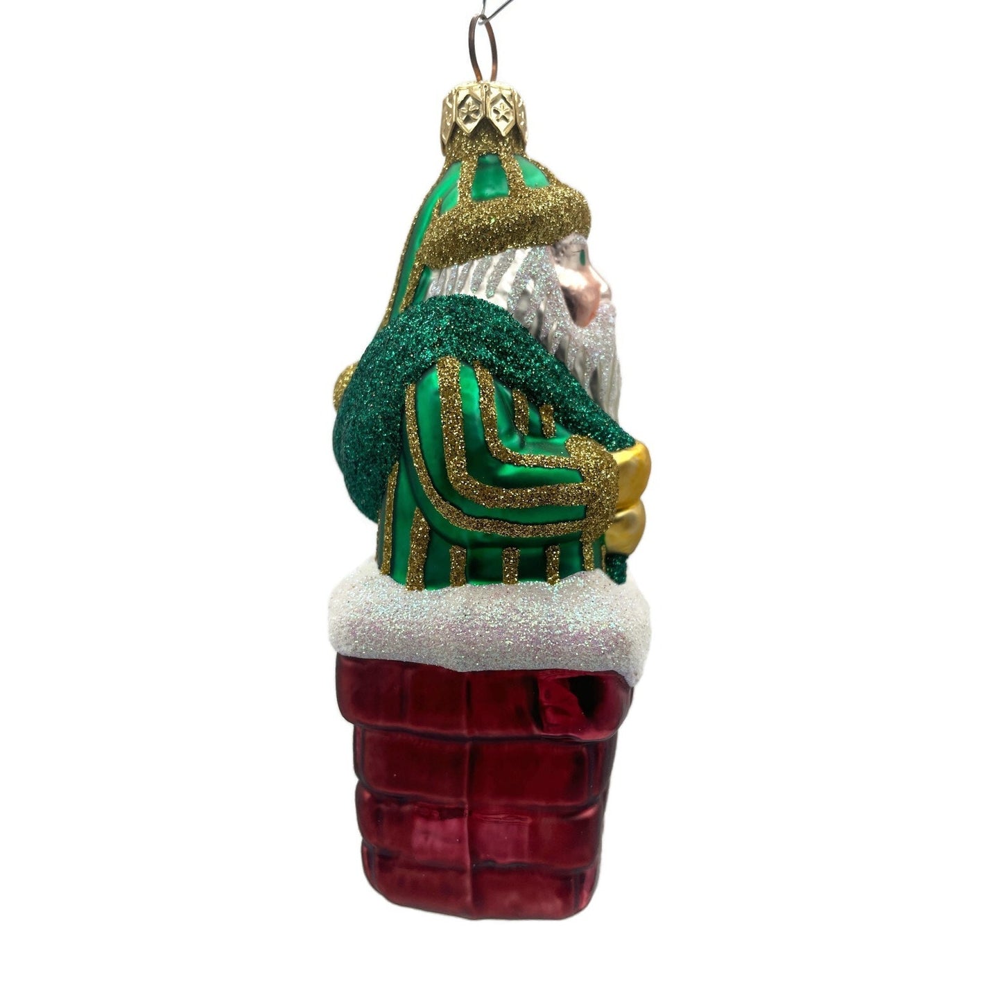 Patricia Breen Here Comes Santa Claus Green Stripes Variant Christmas Ornament