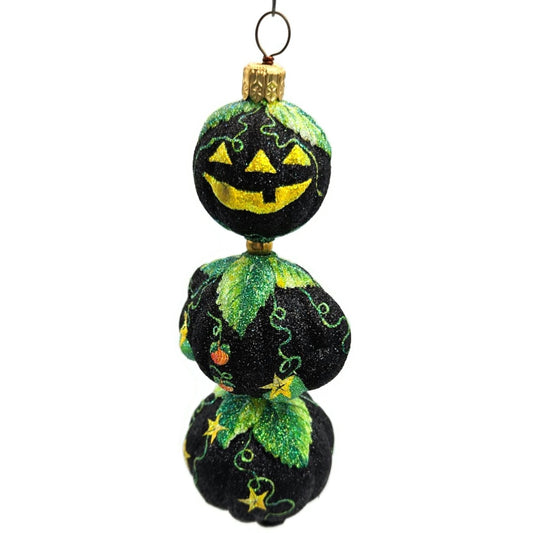 Patricia Breen Kinetic Pumpkinman Black Halloween Christmas Glittered Ornament