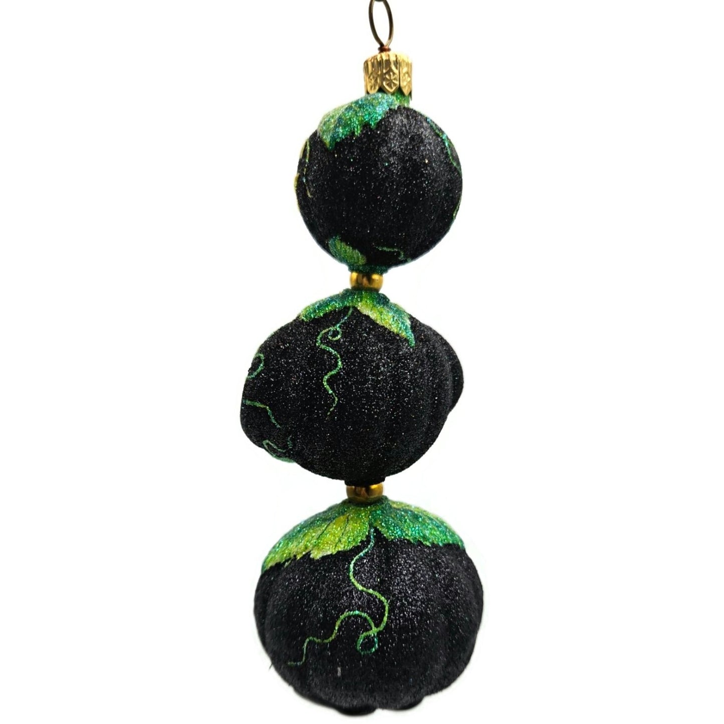 Patricia Breen Kinetic Pumpkinman Black Halloween Christmas Glittered Ornament