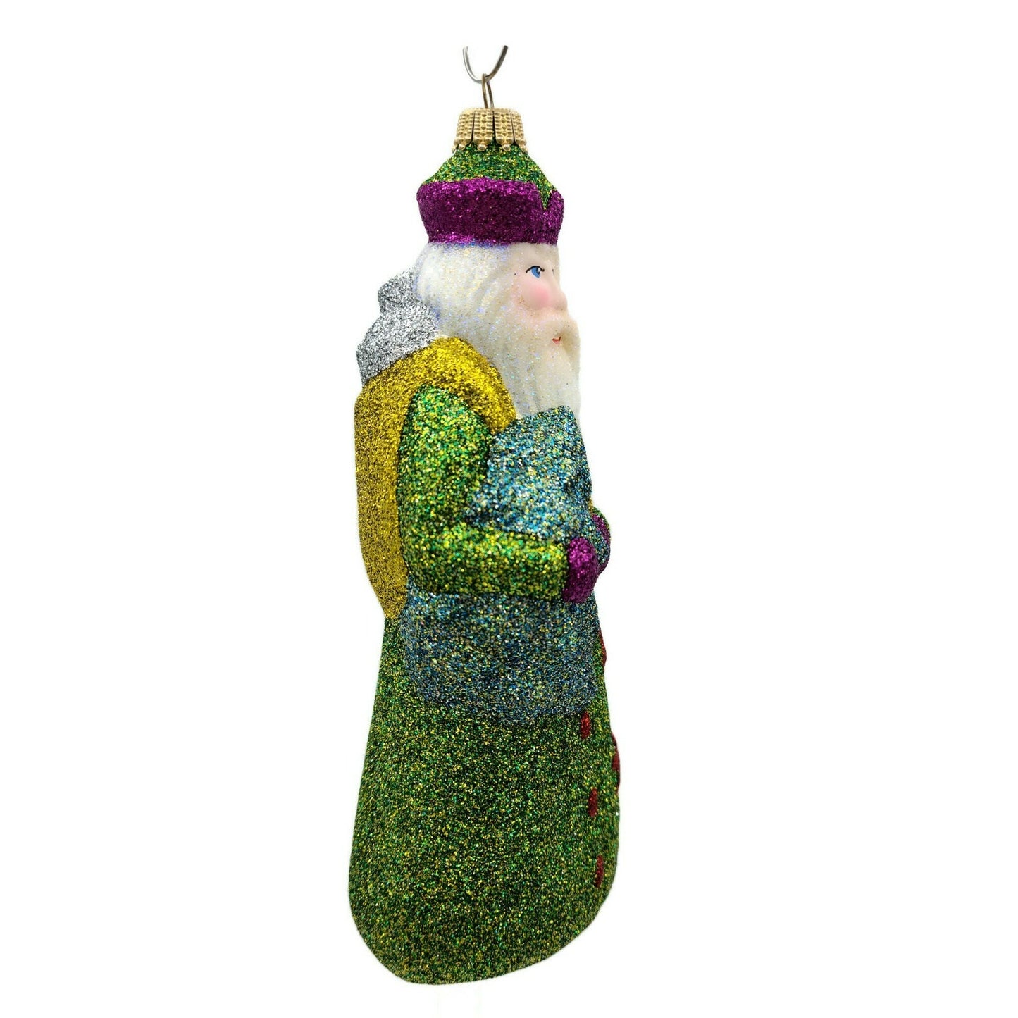 Larry Fraga Chartreuse Sparkler Santa Glitter Series Christmas Tree Ornament