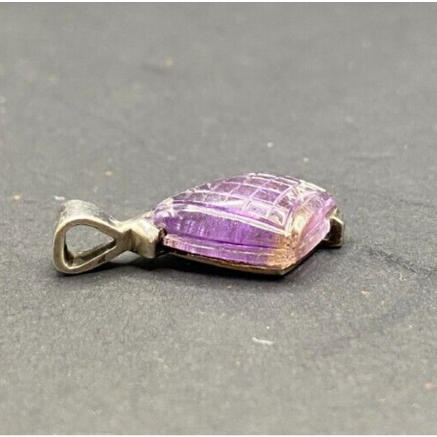 Amethyst Pyramid Shaped Pendant Purple Gemstone 925 Sterling Silver GE Stamped