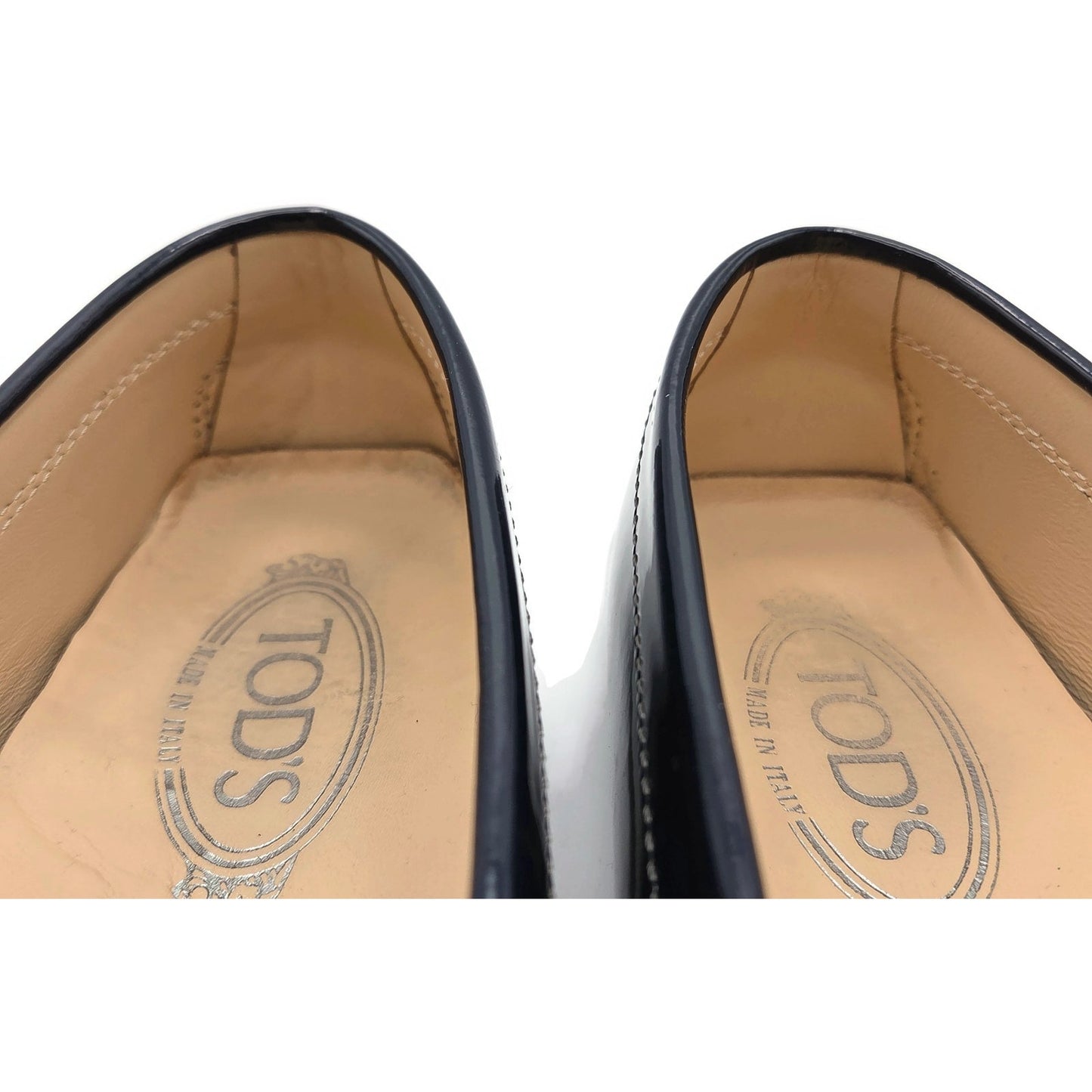 Tod’s Heaven Double T-Bit Loafers Navy Patent Leather Driving Shoes Rare 39.5