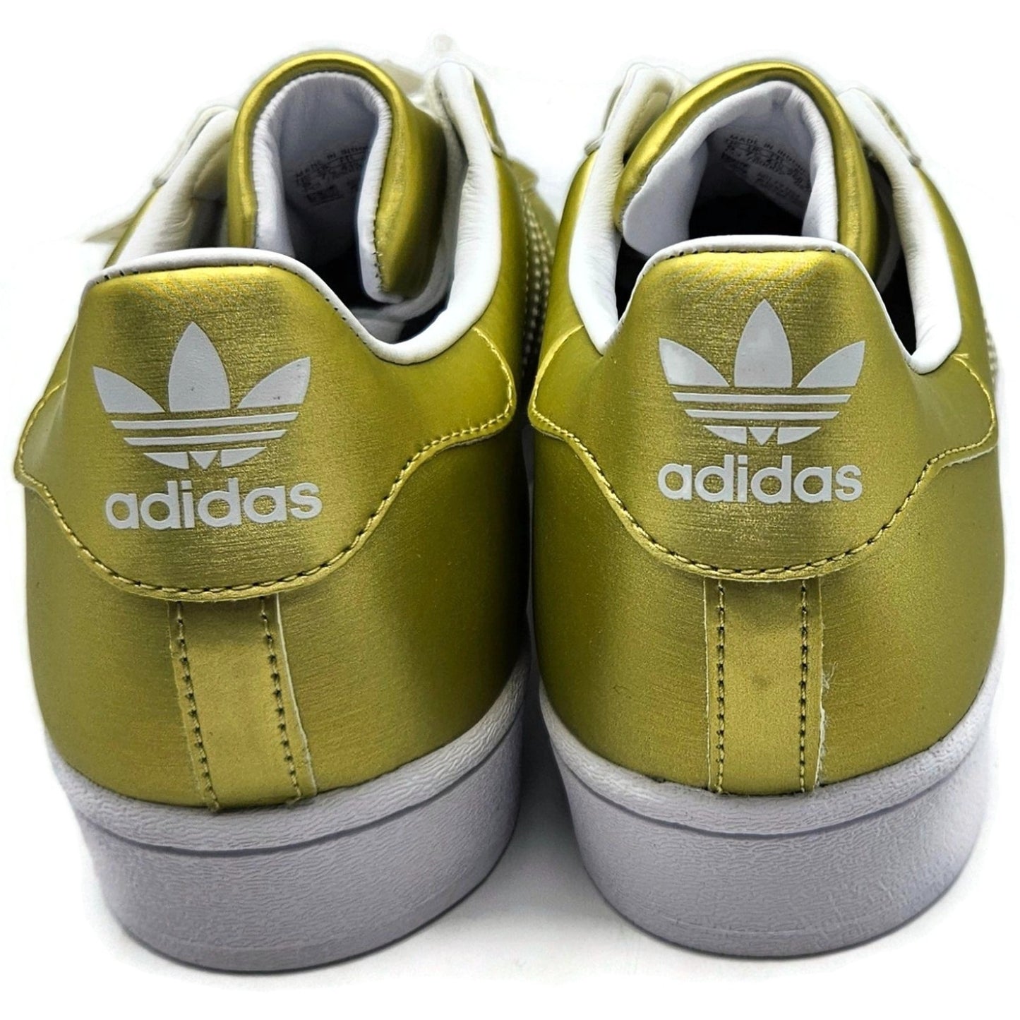 Adidas Superstar White Gold Metallic Leather Shoes Ladies Sz 9 Shell Toe FY1154
