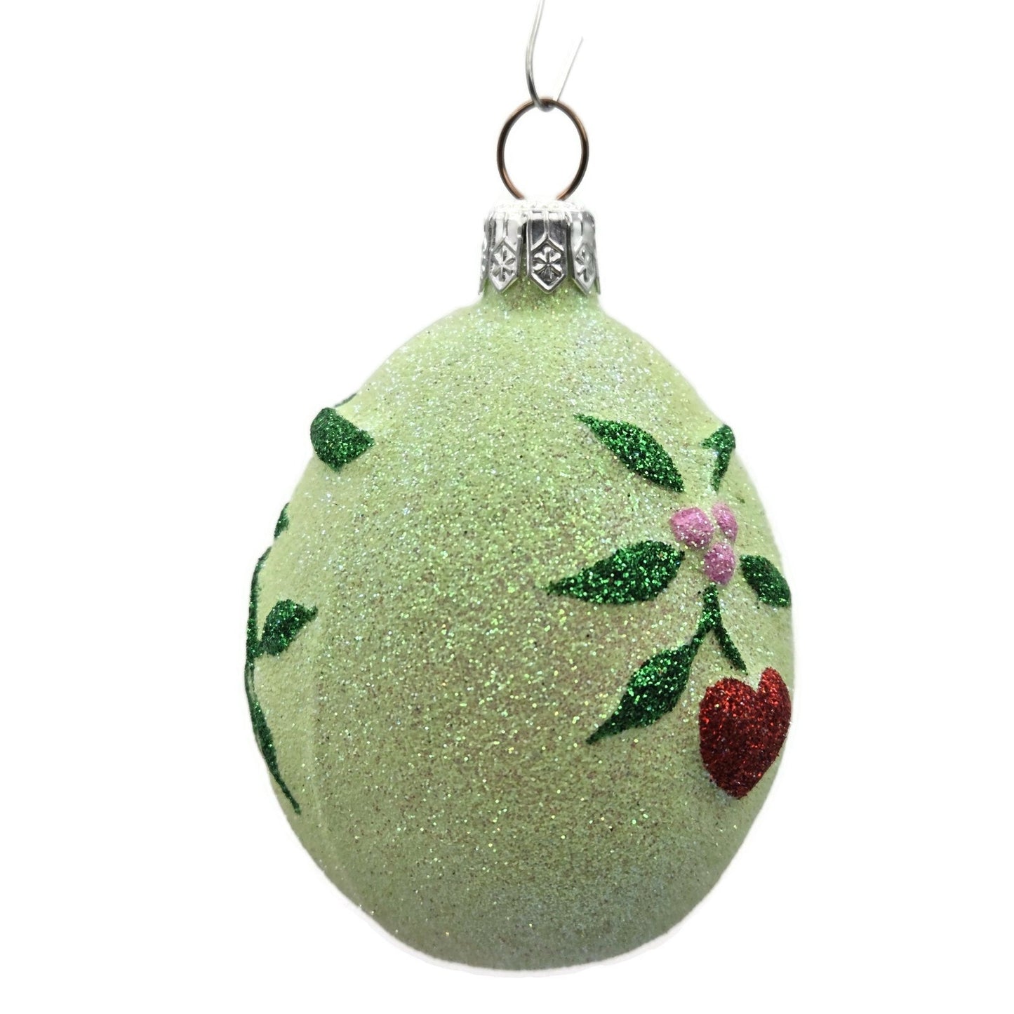 Patricia Breen Mistletoe Egg Light Green Heart Christmas Holiday Tree Ornament