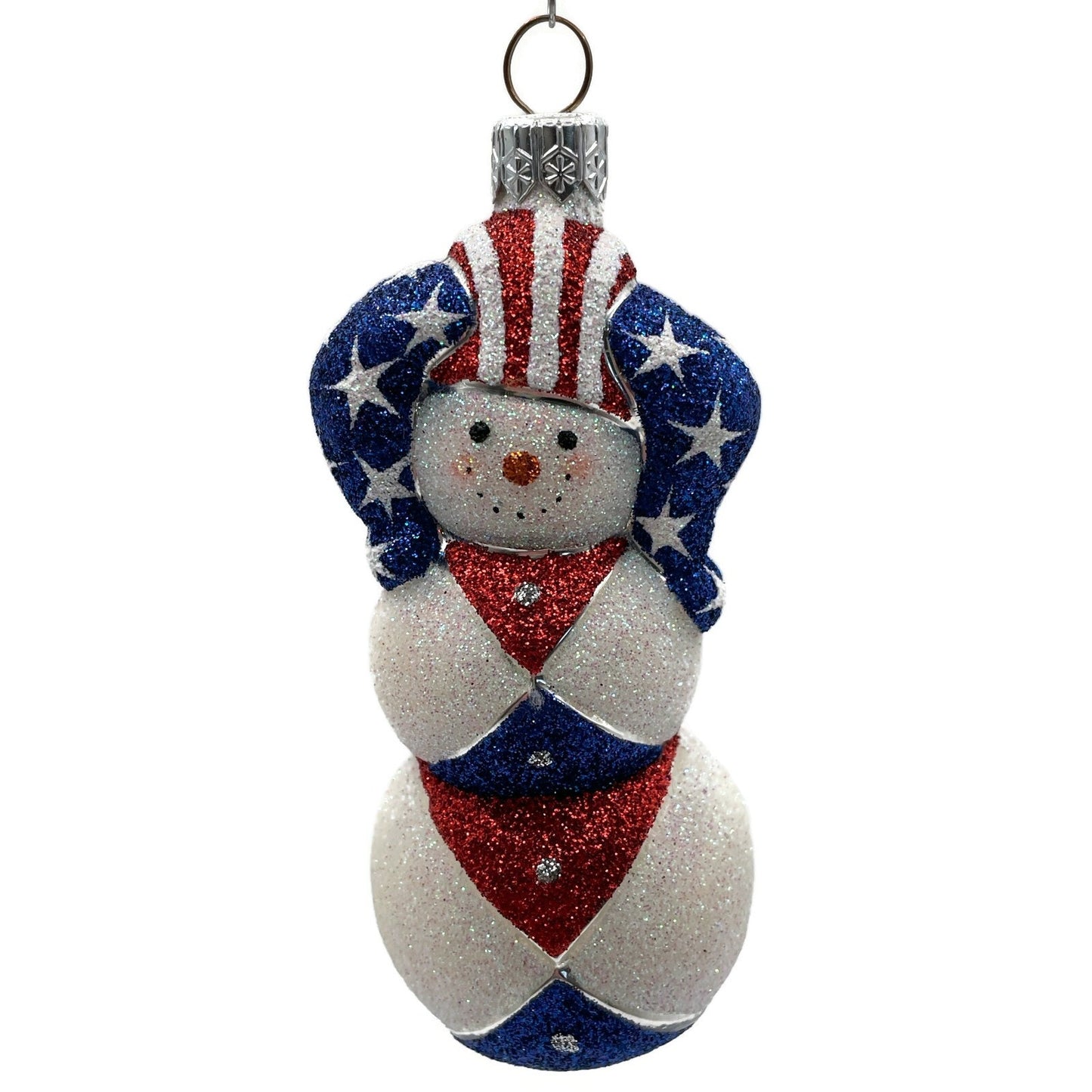 Patricia Breen Harlequin Snowman Patriotic Stars Stripe Christmas Tree Ornament