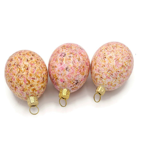 Patricia Breen Medium Egg Trio Nuthatch Pink Spring Easter Holiday Ornament Lot