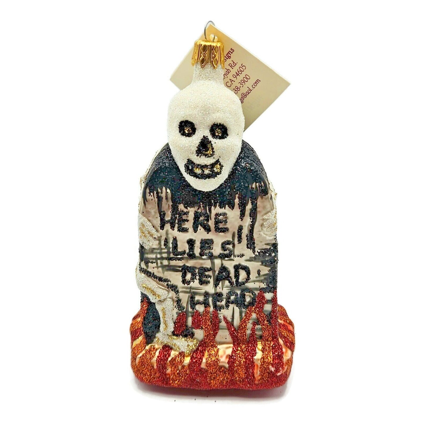 Larry Fraga Graveyard Marker Skeleton Halloween Christmas Tree Ornament 5961