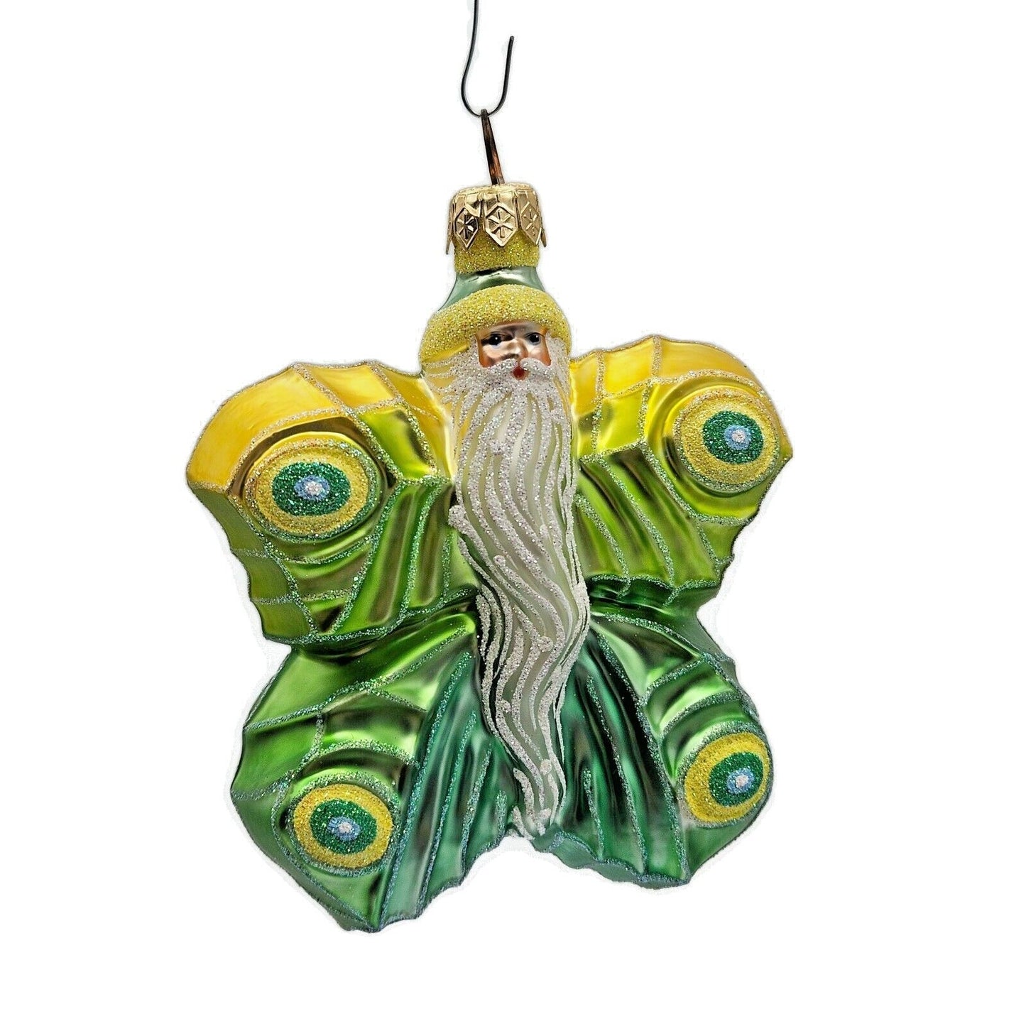 Patricia Breen Flutterby Santa Claus Yellow Green Spring Christmas Tree Ornament