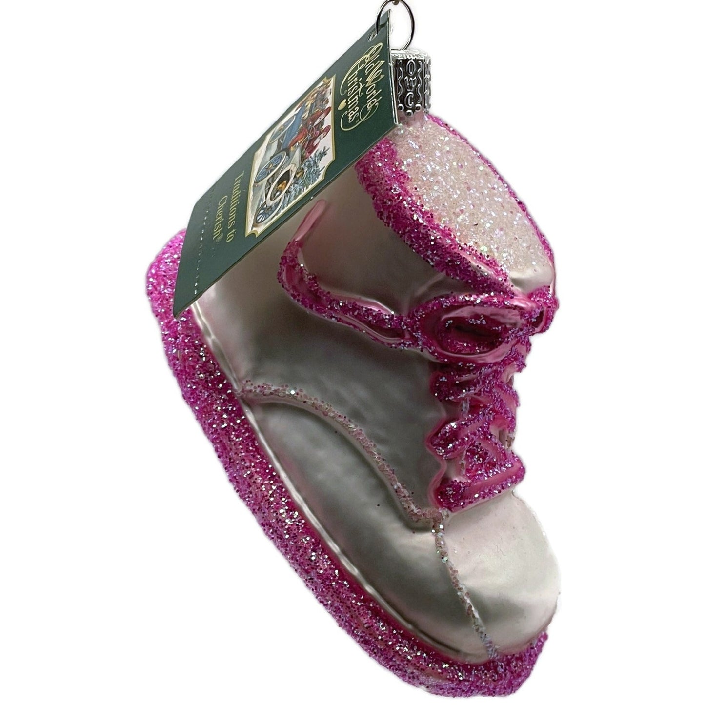 Baby Girl Shoe Ornament Pearl Pink Old World Christmas Holiday Tree Ornament OWC