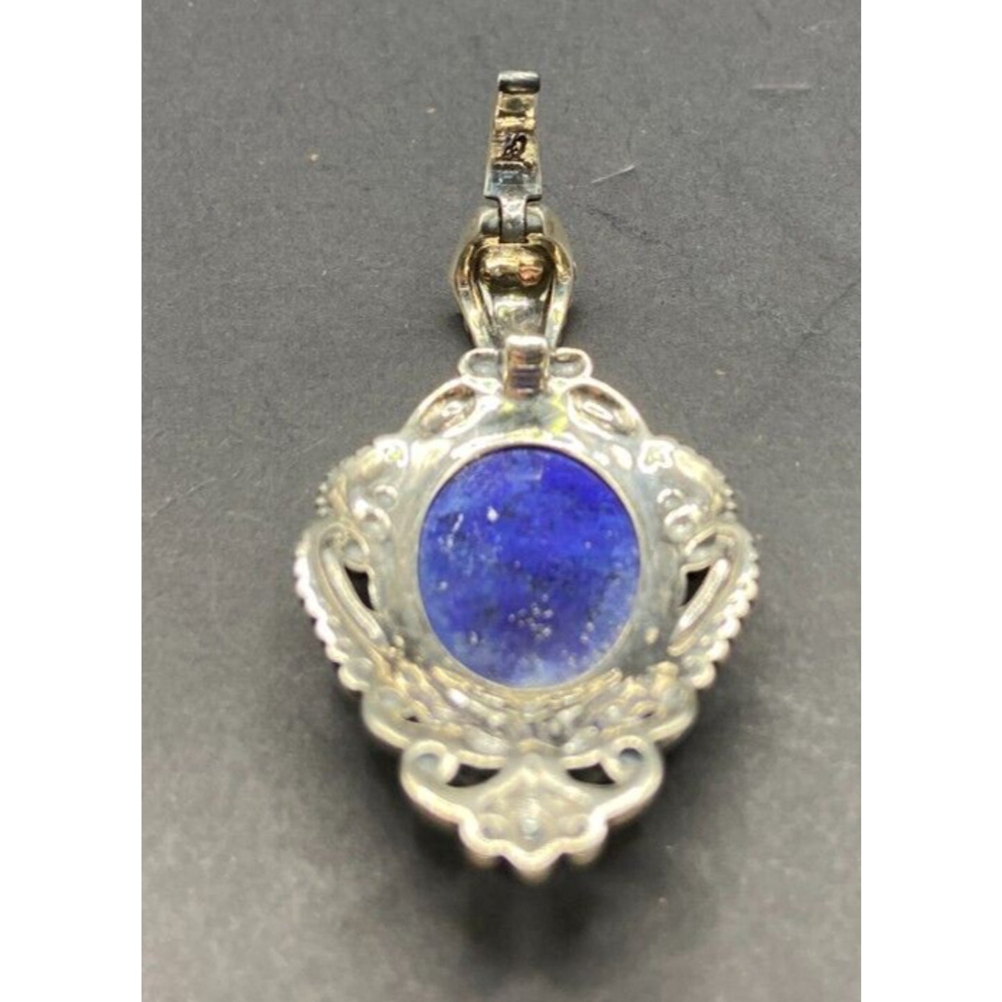 Carolyn Pollack Lapis Lazuli Oval Gemstone Pendant 925 Sterling Silver Filigree