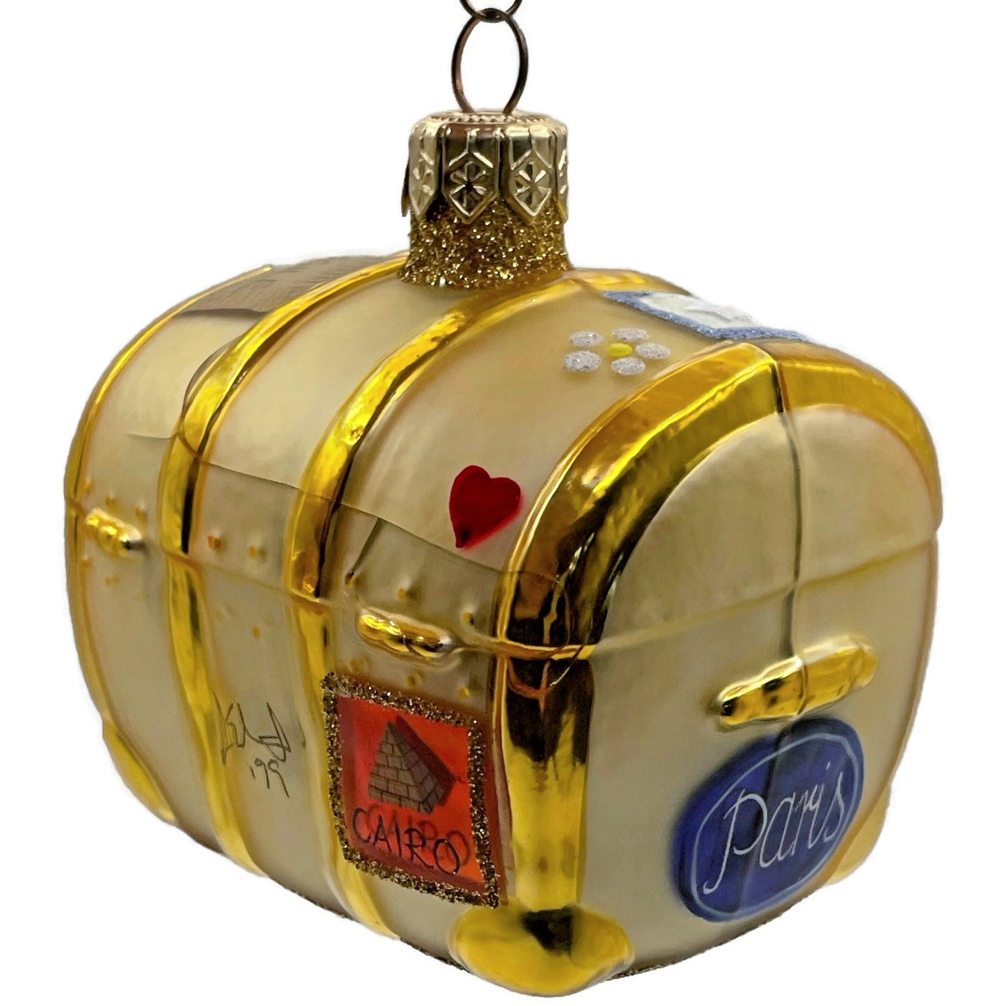 Patricia Breen Bon Voyage Gold Palm Beach Travel Trunk Christmas Tree Ornament