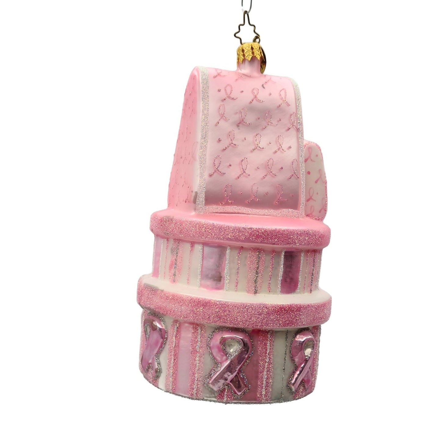 Christopher Radko Breast Cancer Caring Gifts Pink Ribbon Christmas Tree Ornament