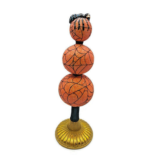Patricia Breen Webmaster Orange Spider Web Finial Halloween Holiday Tree Topper