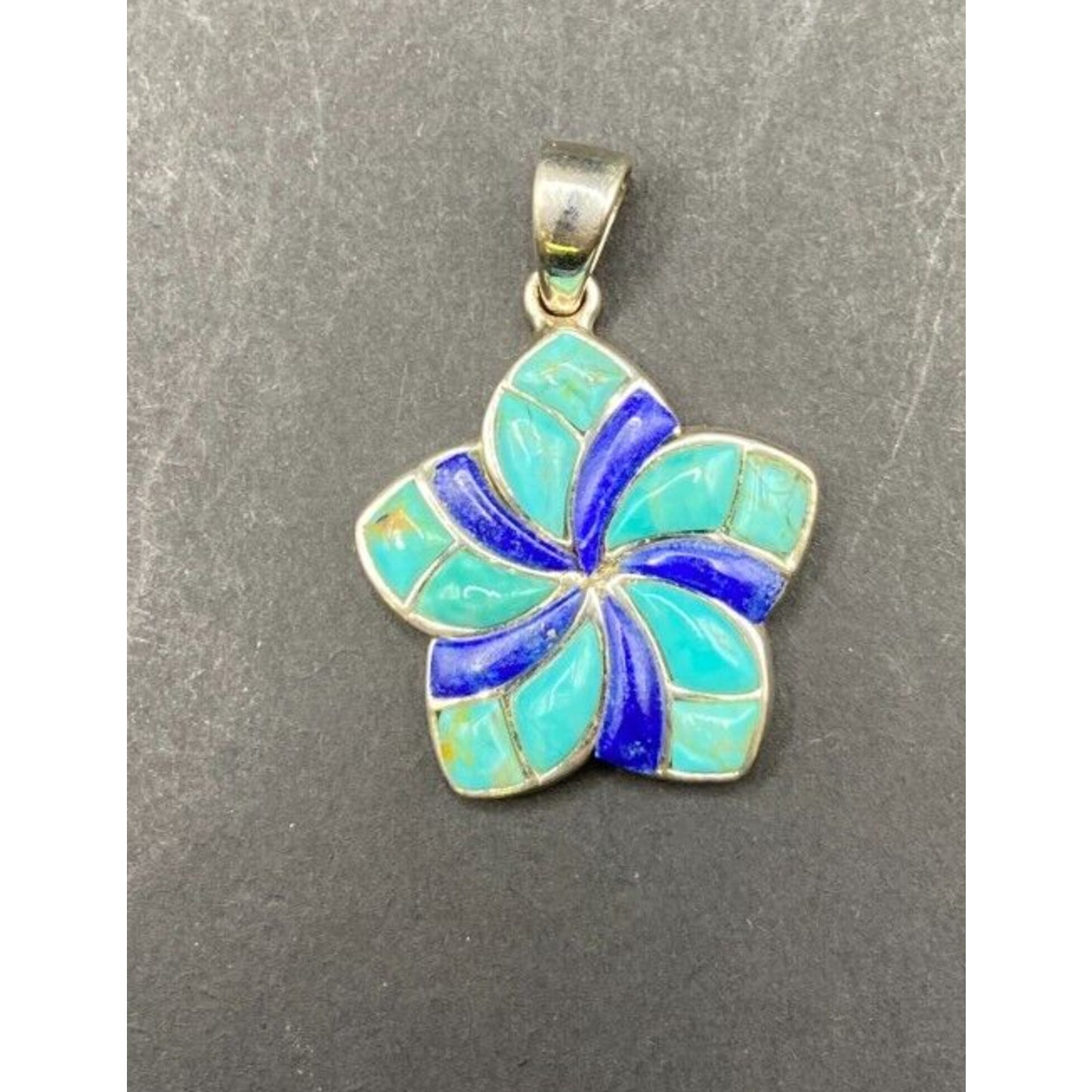Turquoise Lapiz Lazuli Star Pendant Sterling Silver Blue Semi Precious Stone NK