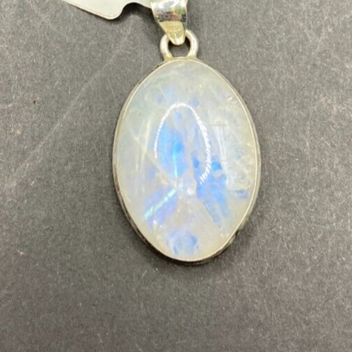 Rainbow Moonstone Pendant Oval Polished Crystal Gemstone Sterling Silver