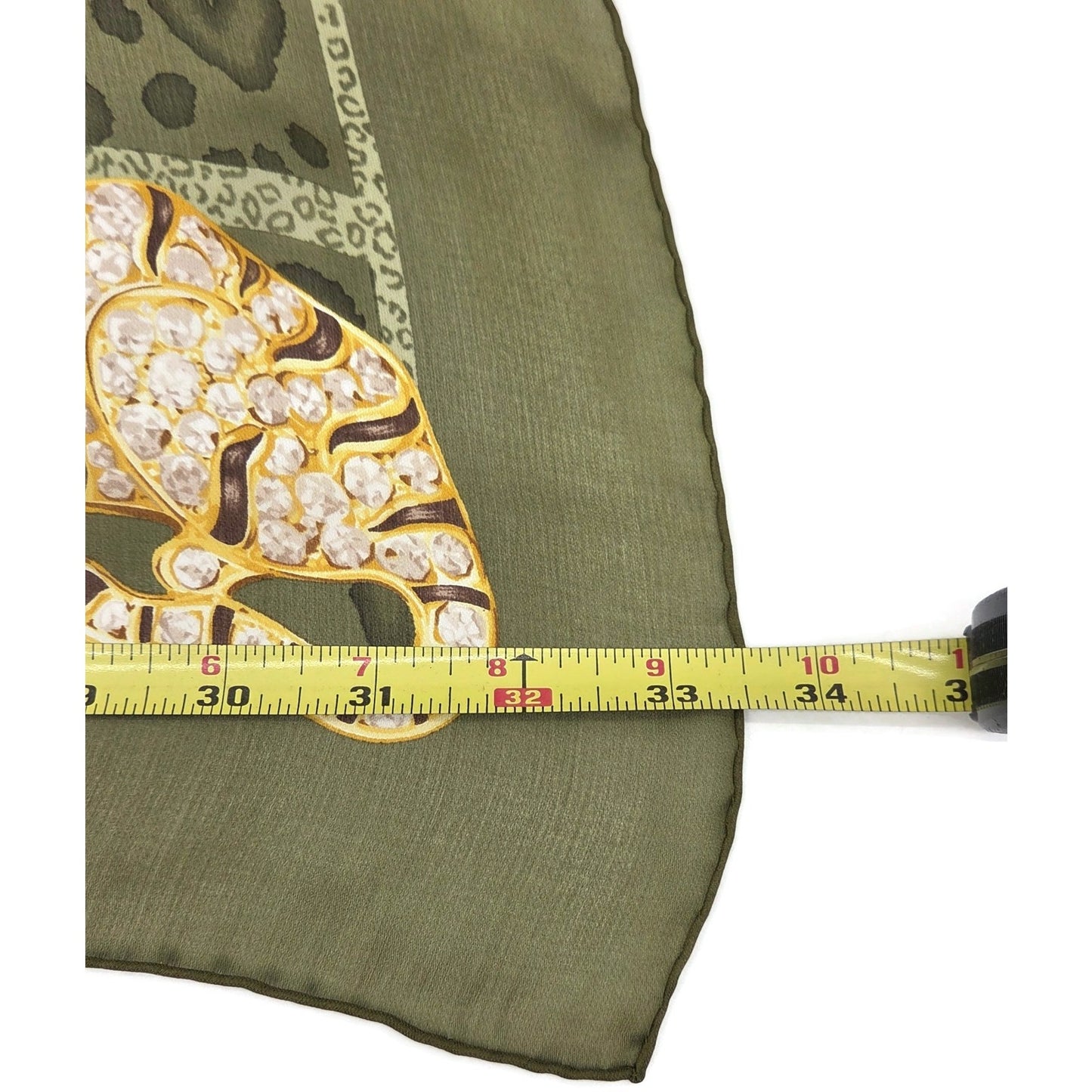 Cartier Paris Silk Scarf Green Panther Leopard Cat Print Box Certificate Rare