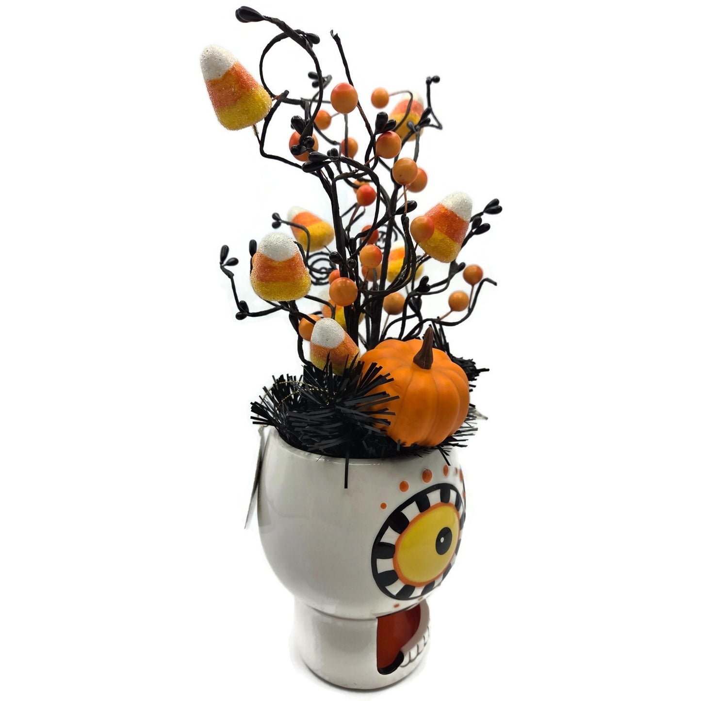 Mackenzie Childs Boo Arrangement Halloween Candy Corn Pumpkin Skull Figurine