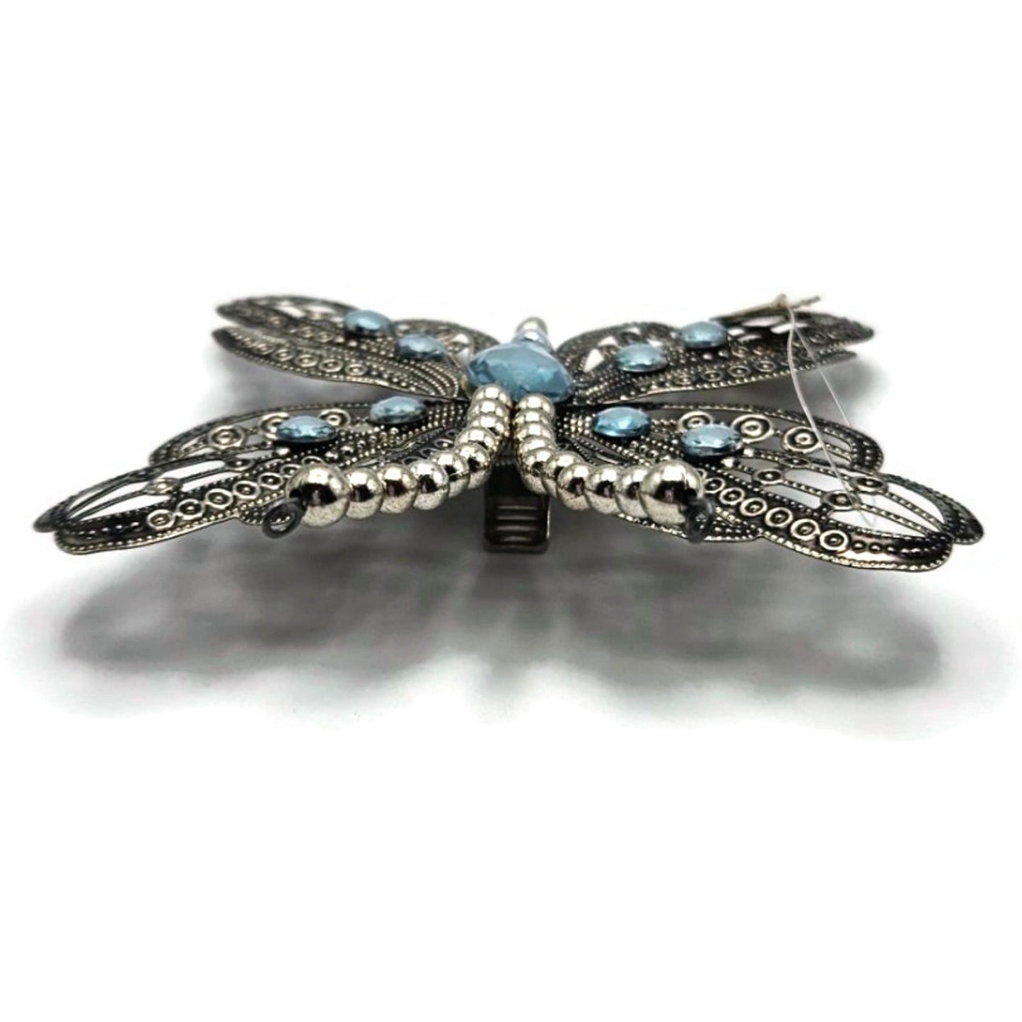 Katherines Collection Filigree Butterfly Clip On Ornament Aqua Blue Rhinestones