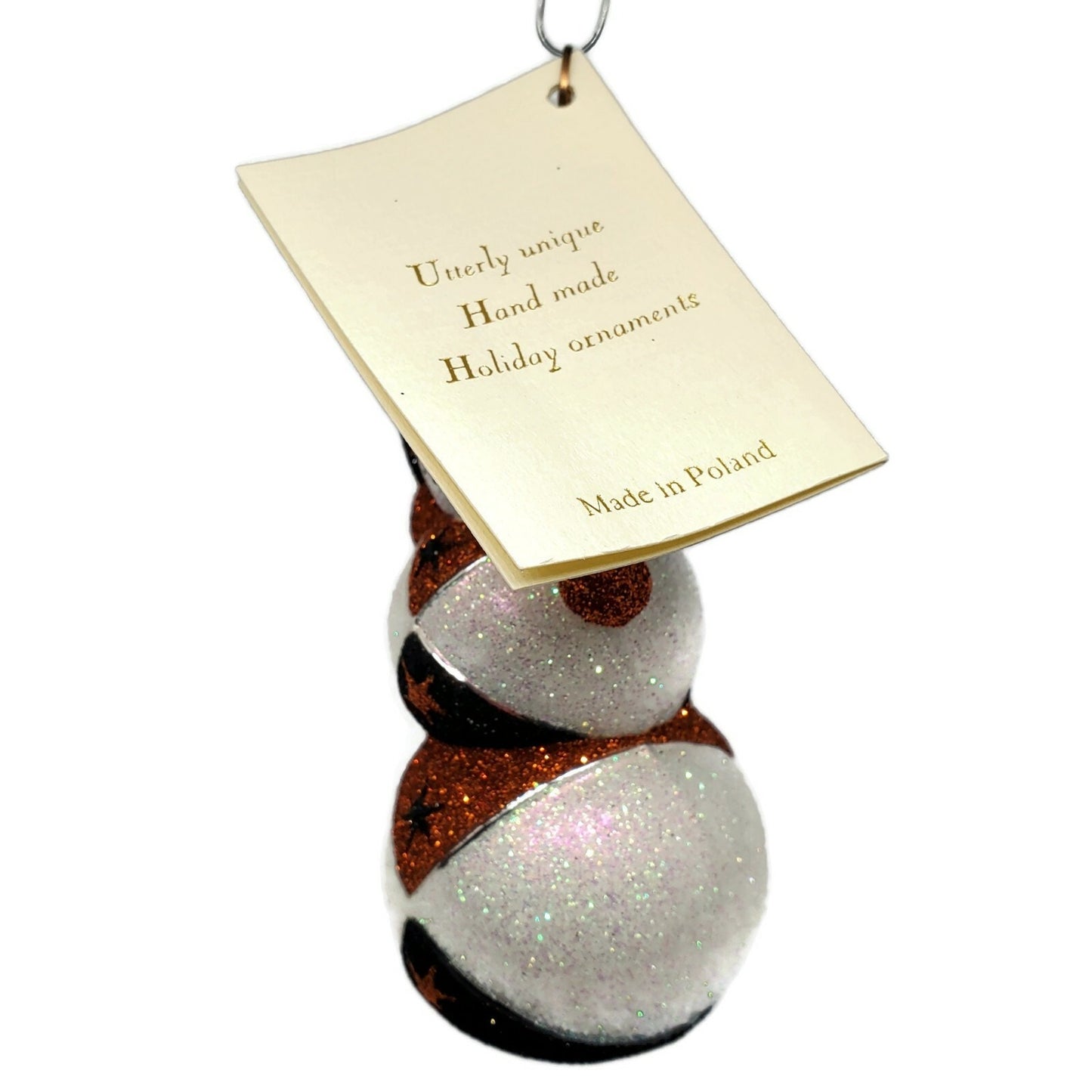 Patricia Breen Halloween Harlequin Snowman Orange Black Holiday Ornament