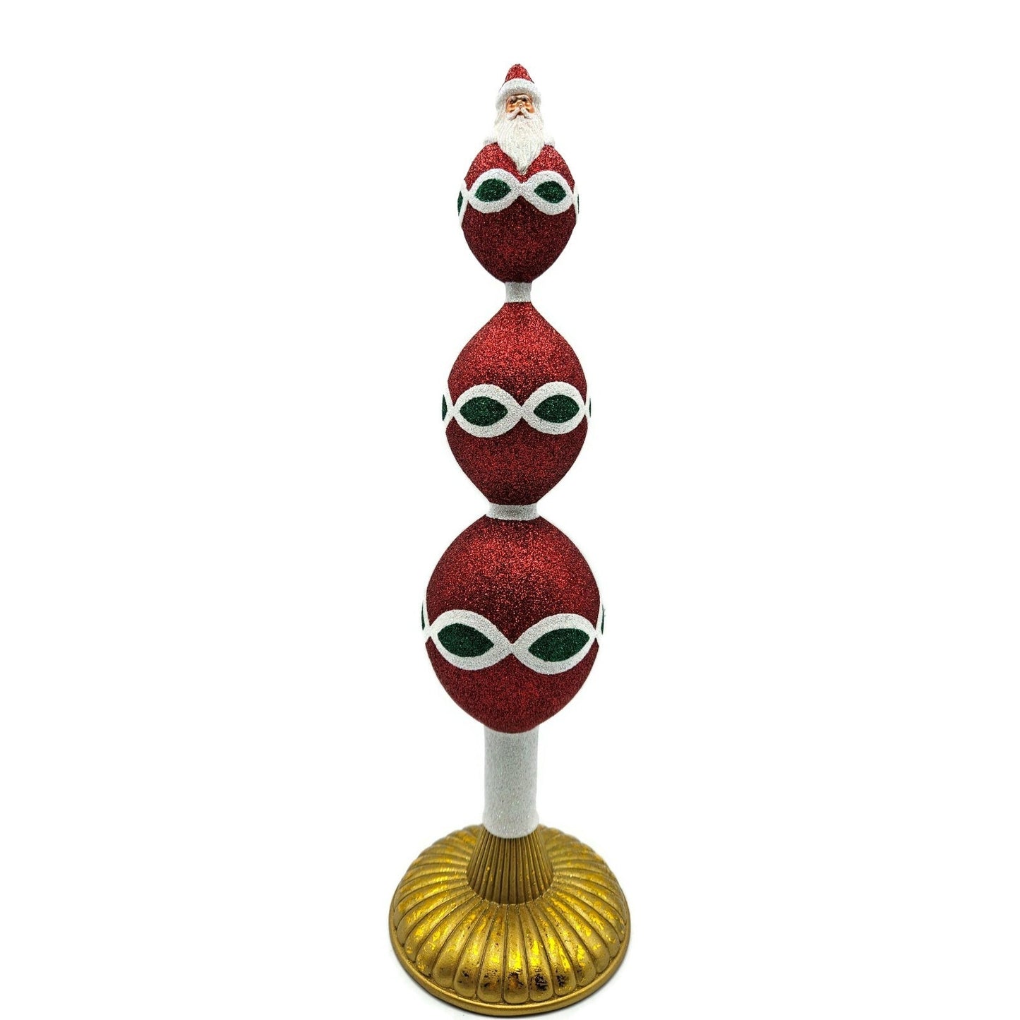 Patricia Breen Faberge Finial Red Santa Claus Glitter Christmas Holiday Topper