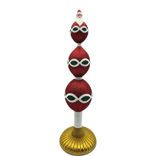 Patricia Breen Faberge Finial Red Santa Claus Glitter Christmas Holiday Topper