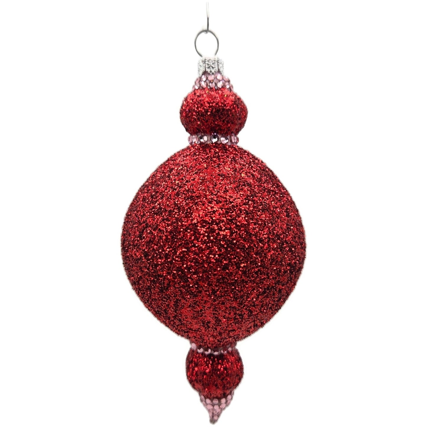 Patricia Breen Le Fleuron Poinsettia Chameleon Red Glittered Christmas Ornament