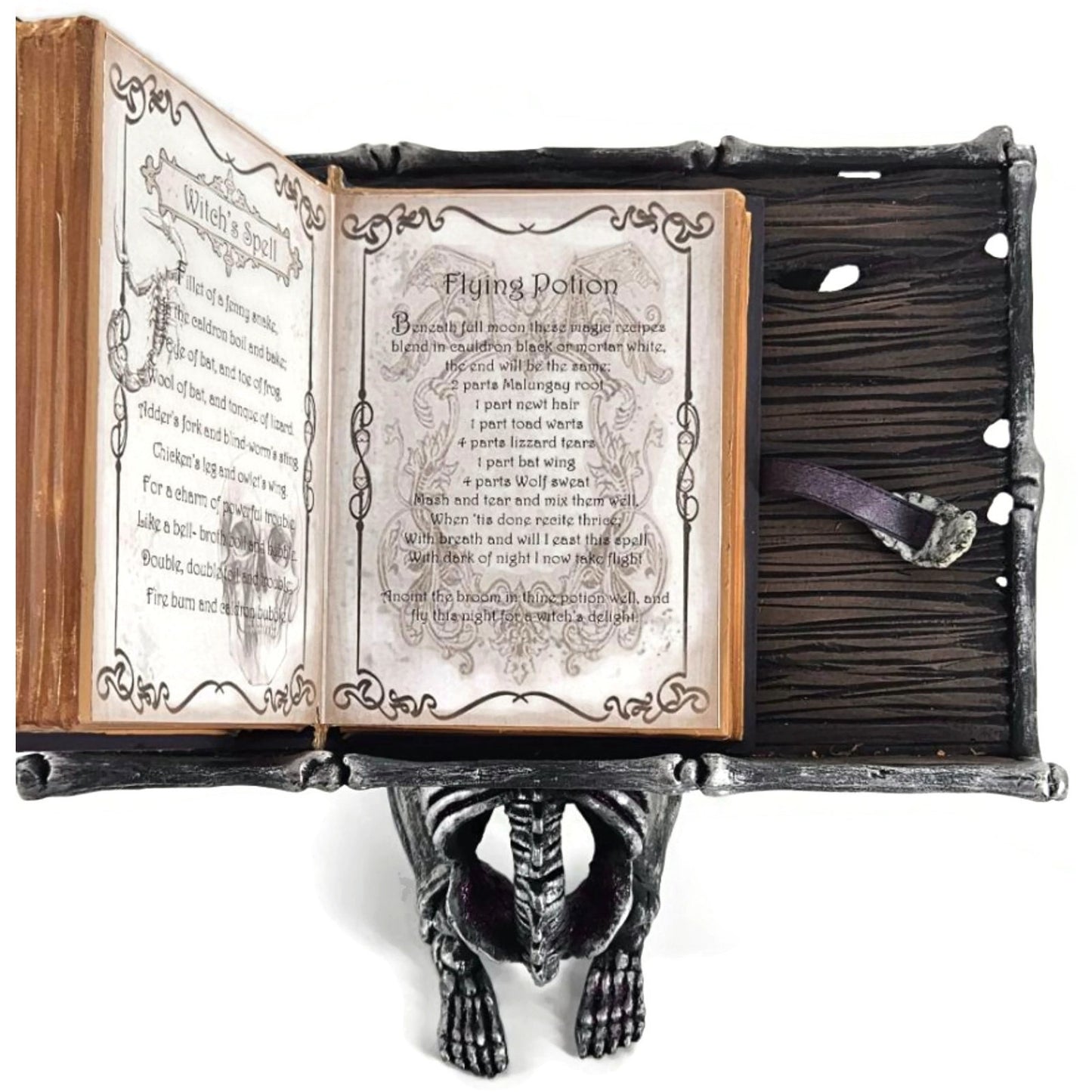 Katherine’s Collection Halloween Skeleton Spell Book Stand Gothic Home Decor