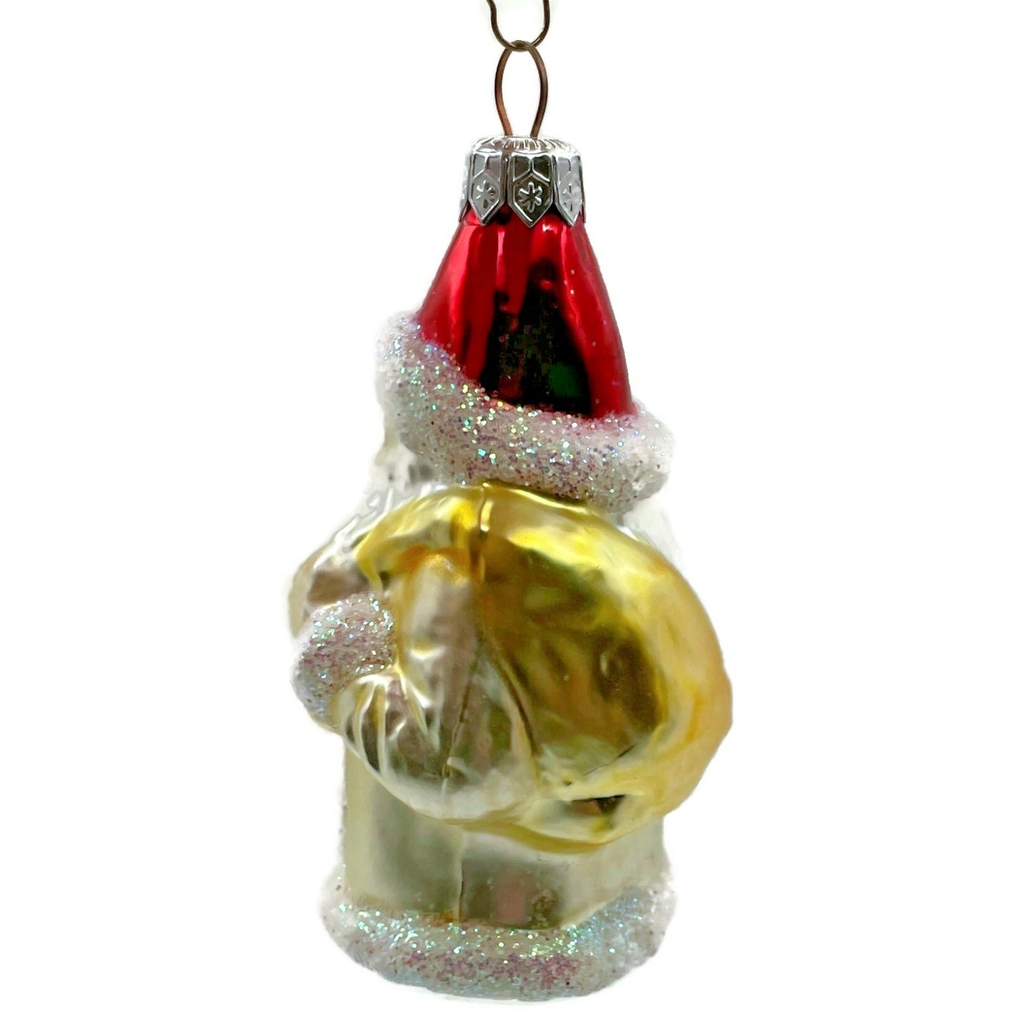Christopher Radko Santa Claus In Yellow Gift Bag Christmas Tree Ornament 92-065