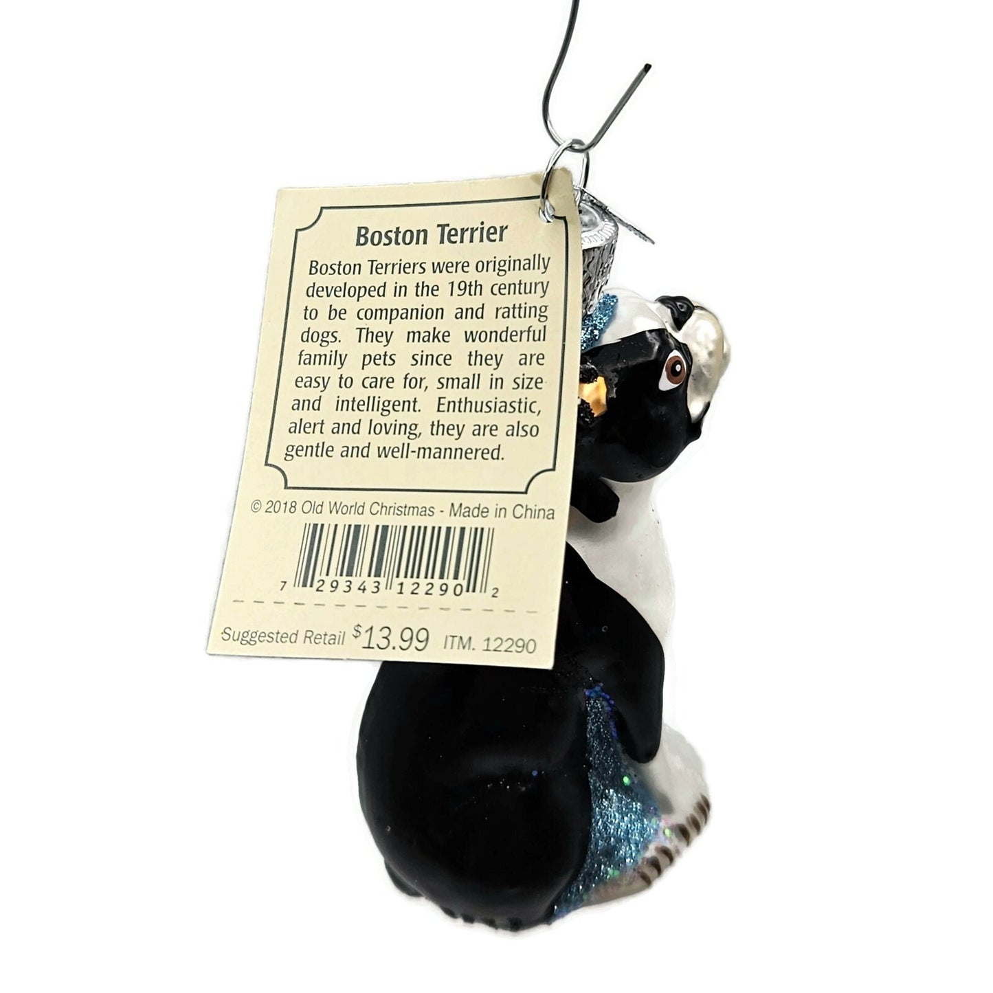 Old World Christmas Boston Terrier Dog Pet Animal Christmas Holiday Ornament OWC