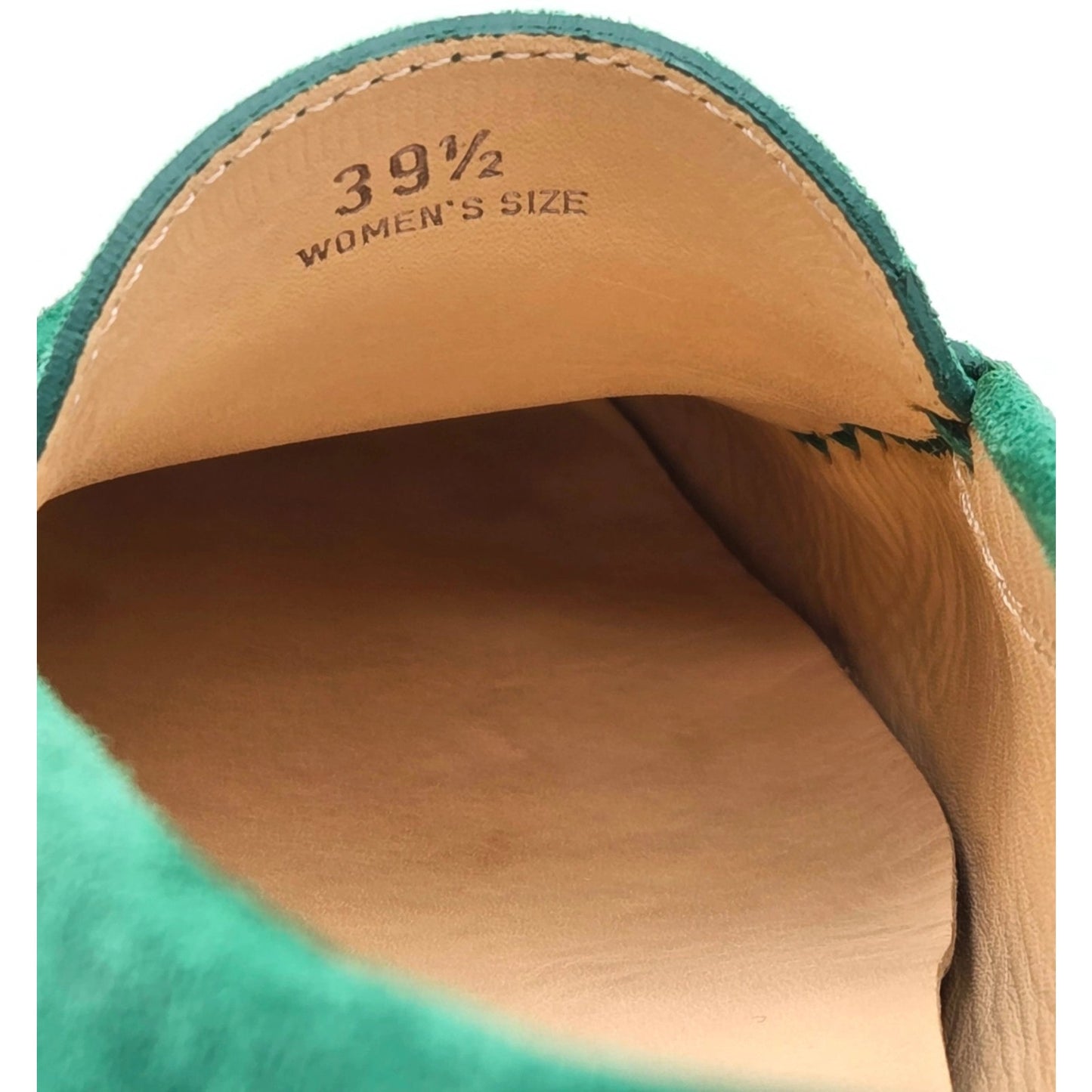 Tod’s Green Suede Leather Rubber Sole Moccasin Driving Loafers Womens 39.5 w Box
