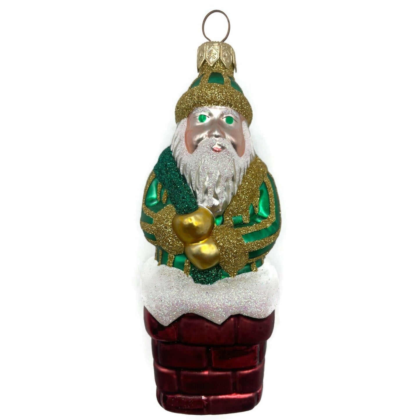 Patricia Breen Here Comes Santa Claus Green Stripes Variant Christmas Ornament