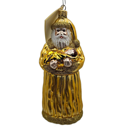 Patricia Breen Look and You Shall Find Him Gold Santa Christmas Tree Ornament