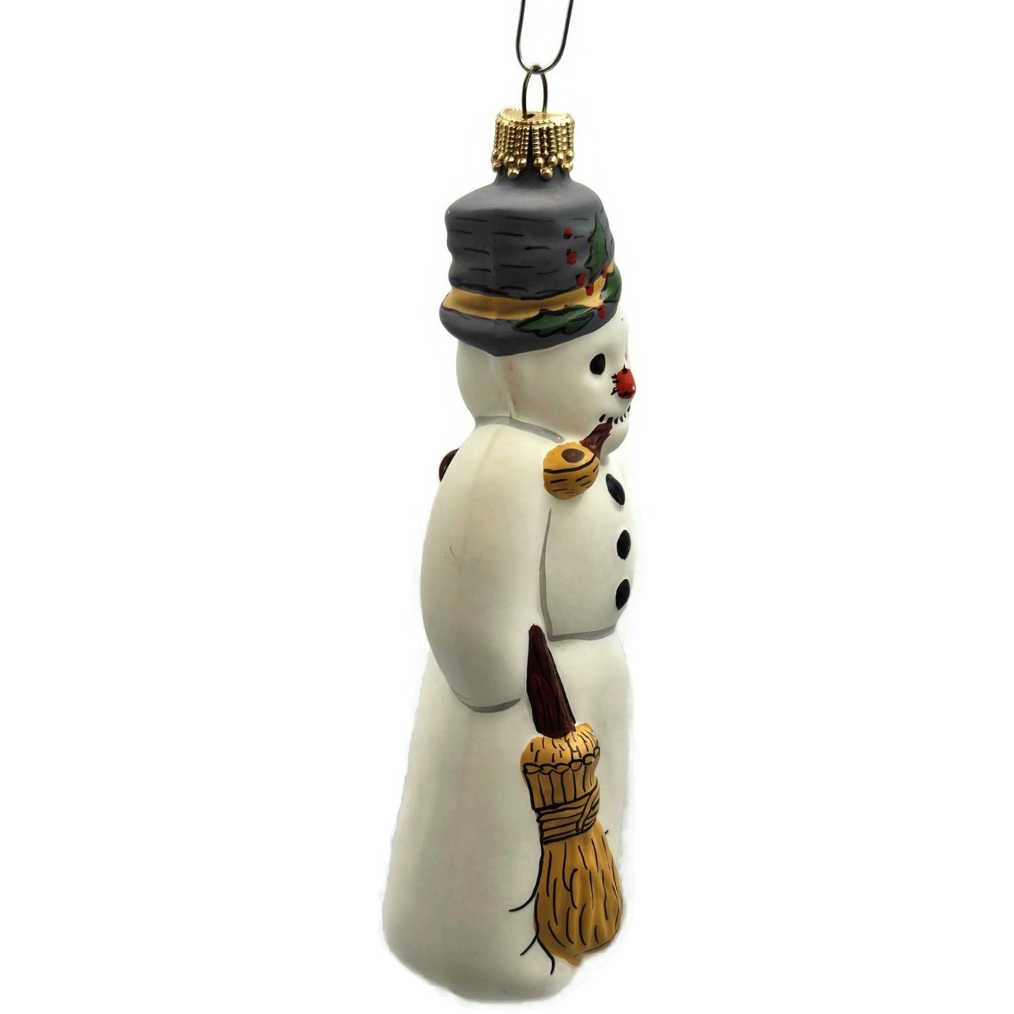 Vaillancourt Ornament Snowman with Ears Broom Chalkware Christmas Tree Decor