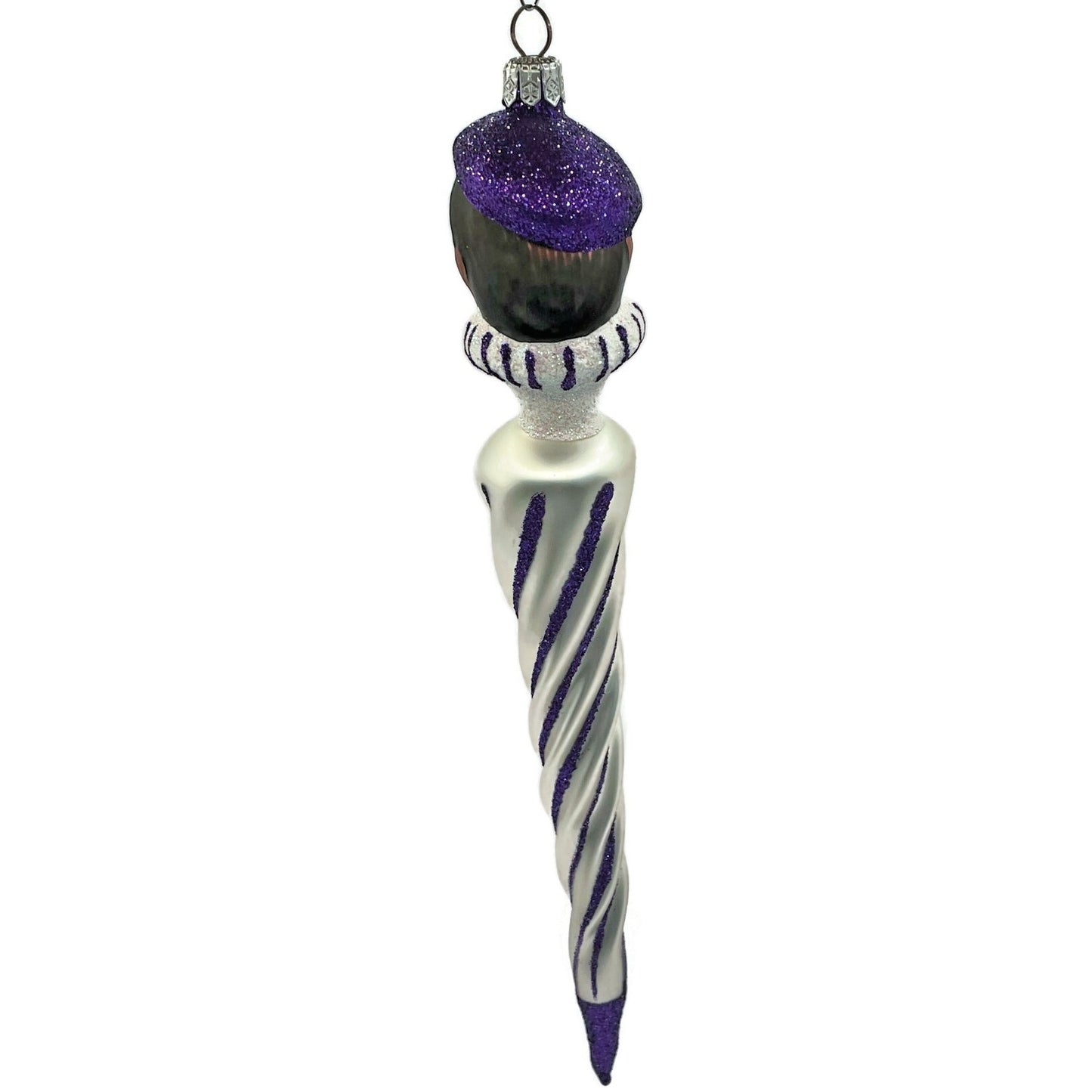 Patricia Breen French Twist Pearl Purple Stripe Glittered Tip Christmas Ornament