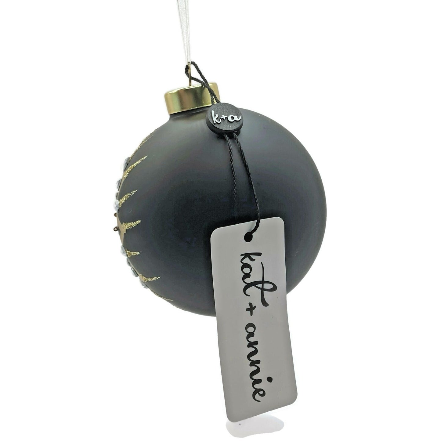 Queen Bee Orb Black Gold Glittered Spring Christmas Tree Ornament Kat And Annie