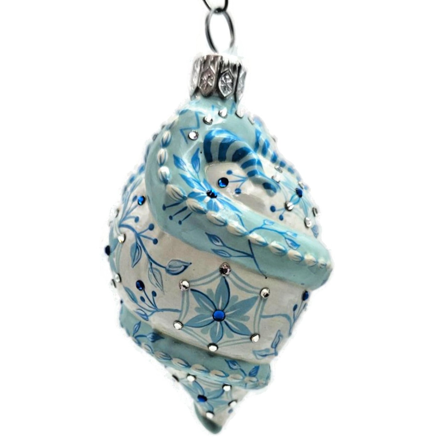 Patricia Breen Topping Chameleon Chinoiserie Aquamarine Spring Holiday Ornament