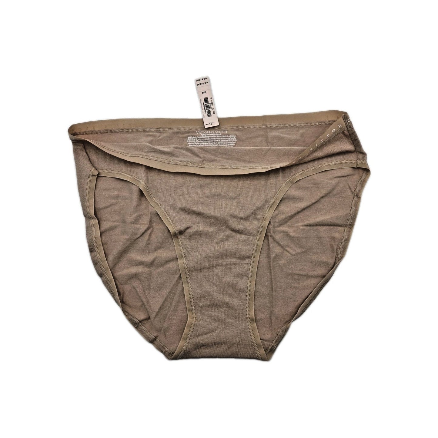 Victorias Secret Panties Underwear Medium High Leg Brief Beige Cotton Women