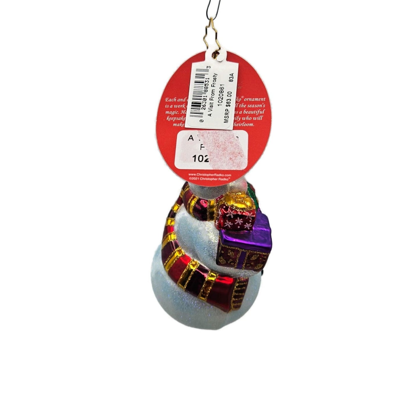 Christopher Radko A Visit from Frosty Snowman Christmas Tree Ornament 1020861