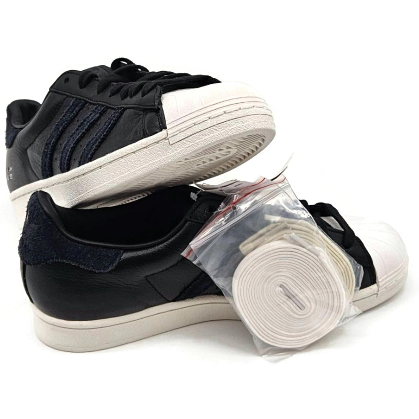 Adidas Superstar Black Leather Shoes Ladies Size 8 Shell Toe FY0071 Extra laces