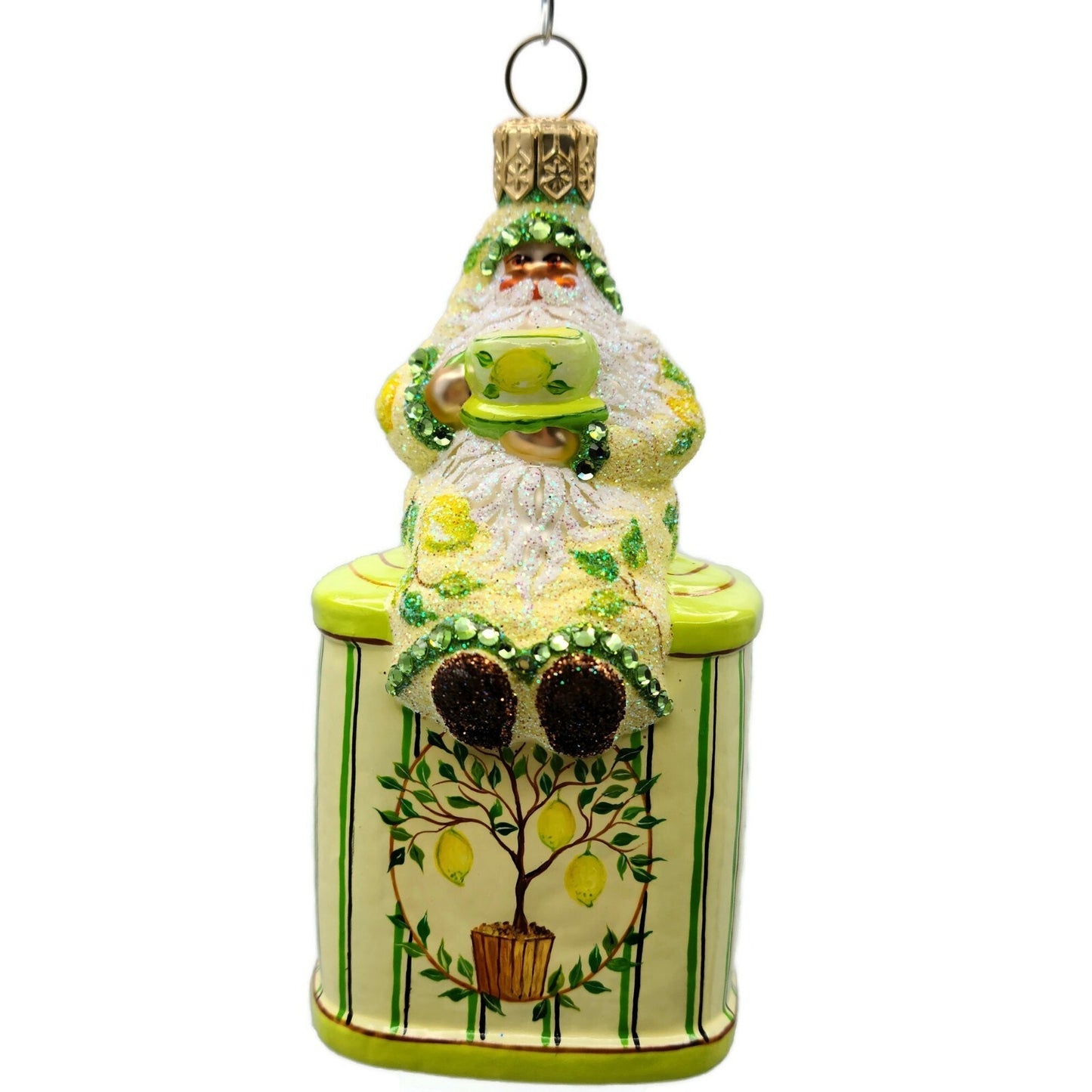 Patricia Breen Tea Time Santa Lemons Spring Party Free Standing Holiday Ornament