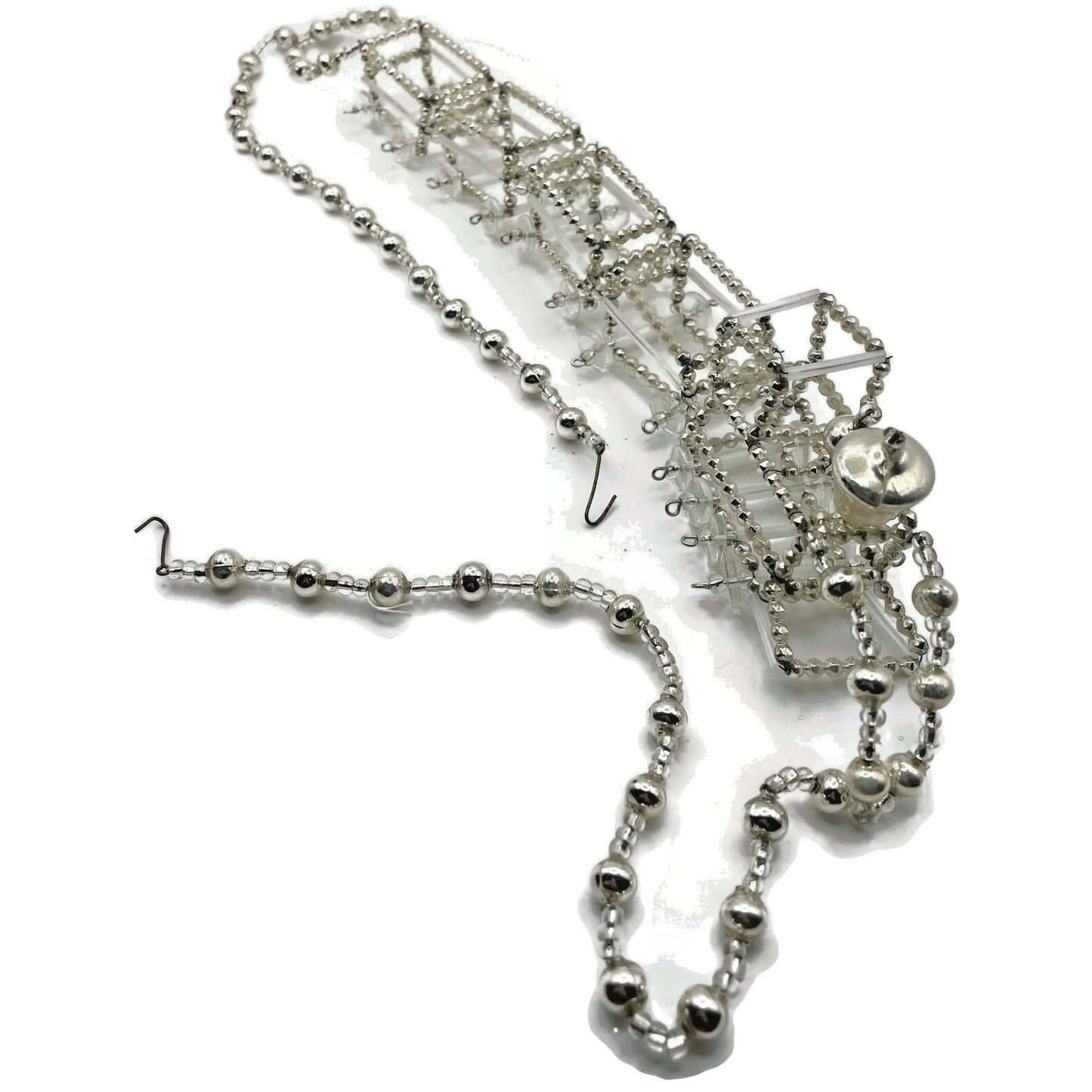 Christopher Radko Locomotive Garland Silver Train Czech Beaded Christmas 92-216