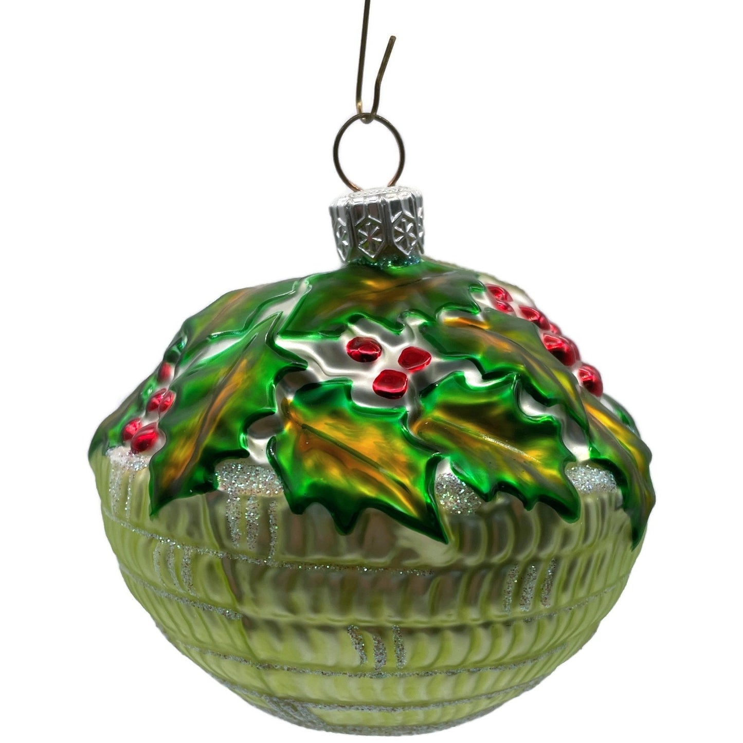 Patricia Breen Holly Basket Green Light Christmas Holiday Tree Ornament