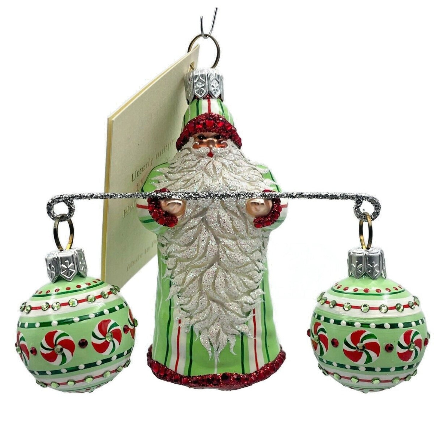 Patricia Breen Balance Peppermints Striped Santa Claus Christmas Tree Ornament