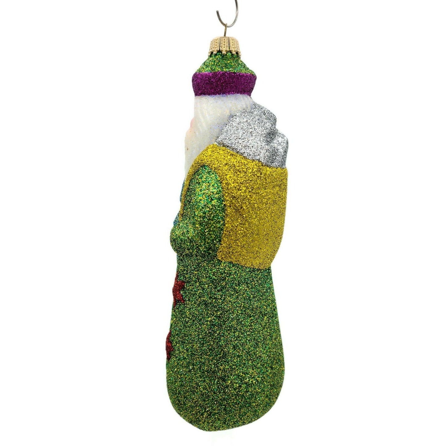 Larry Fraga Chartreuse Sparkler Santa Glitter Series Christmas Tree Ornament