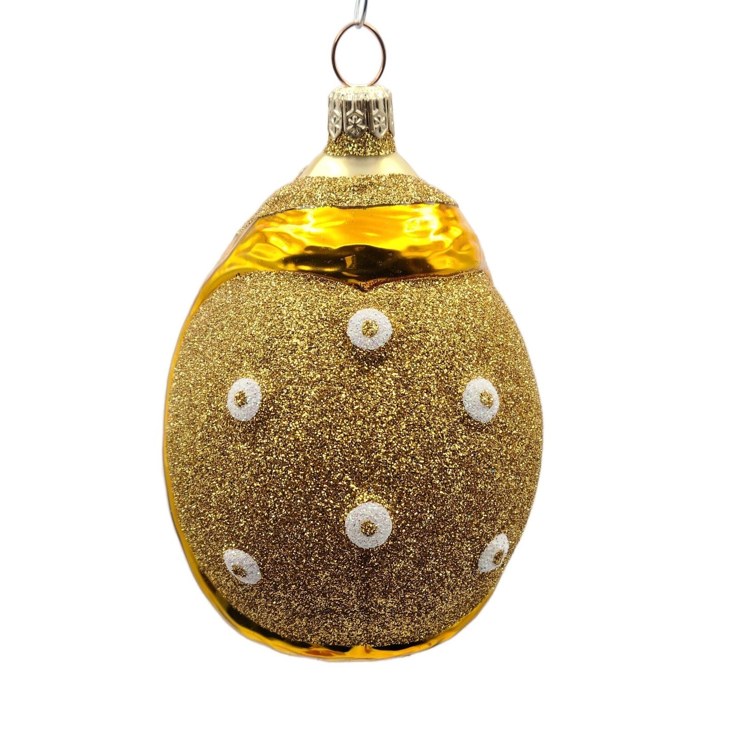 Patricia Breen Santa Ladybug Gold White Glittered Spring Holiday Tree Ornament